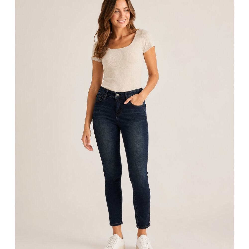 Prana High Rise Skinny Dark Wash Jeans Womens 2 Blue Ankle Zip Fly Fall Casual